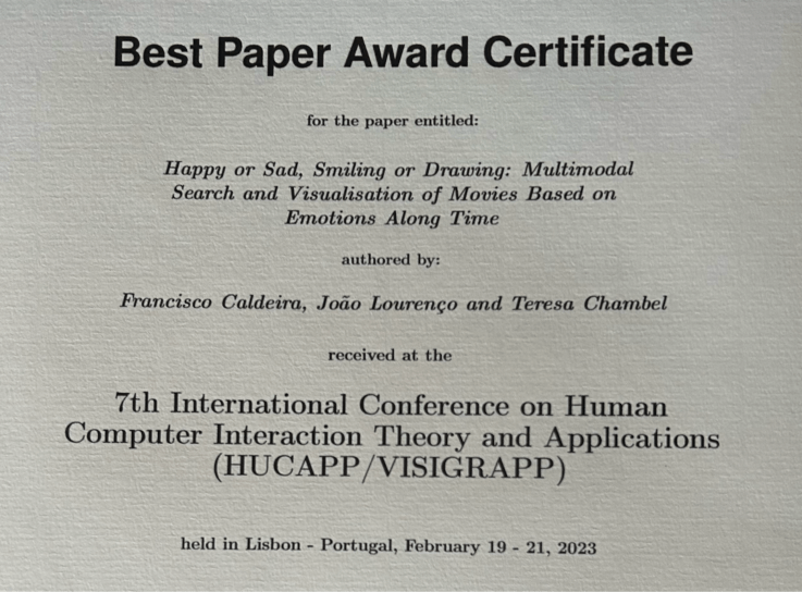 Best Paper Award in Human-Computer Interaction at HUCAPP 2023