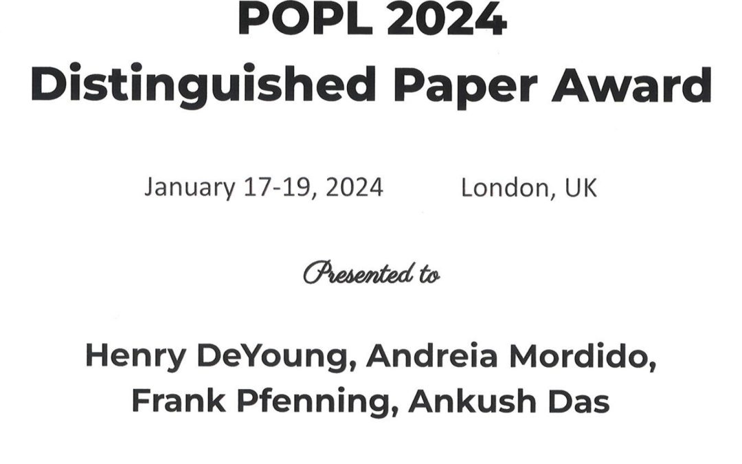 Distinguished Paper Award @ POPL 2024